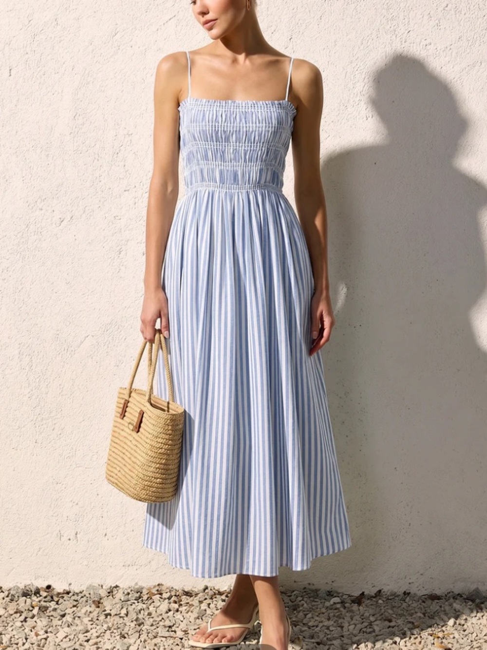 Commense Smocked Striped Cami Maxi Dress - Picture 3 of 3